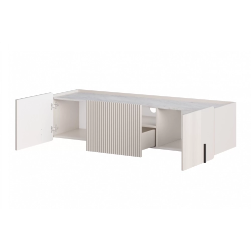 Szafka RTV Malmi 150 cm wisząca - kaszmir / crema bianca / czarny